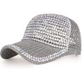 thumbnail image 1 of Mujeres Gorra de béisbol ajustable con cristales de estrás tachonados para hombre, gorra deportiva informal brillante y brillante, gorra transpirable para el sol, color gris, 1 of 5