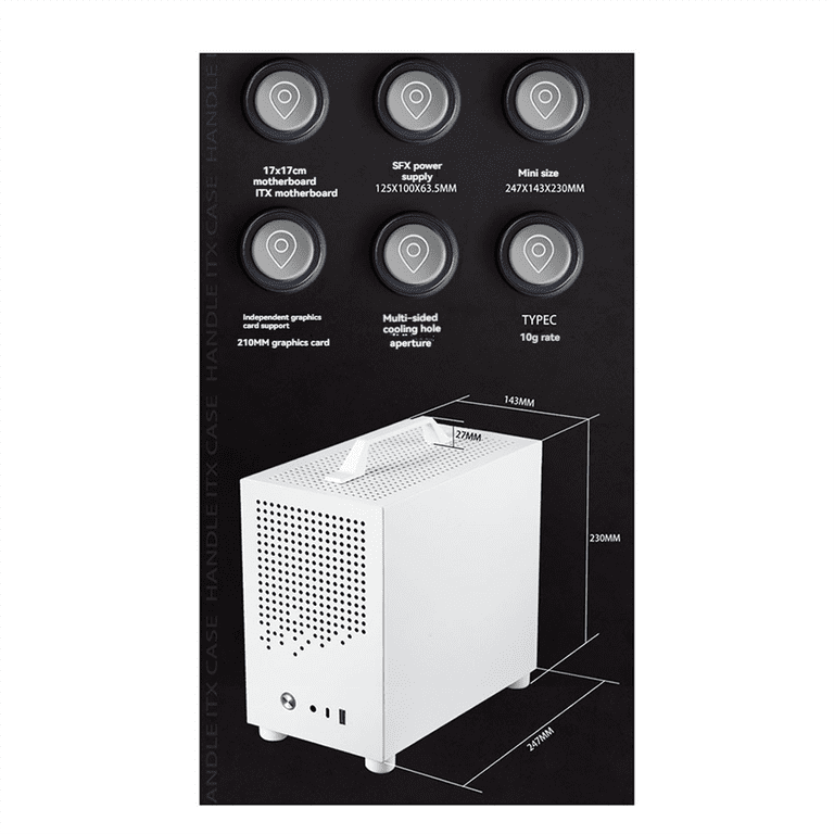 PCケース(自作PC用) SKTC A17 + Corsair SF450+ NH-D9L + NF-A8 Micro-ITX Case PC Case SKTC A17 SGCC Computer Case Support Micro
