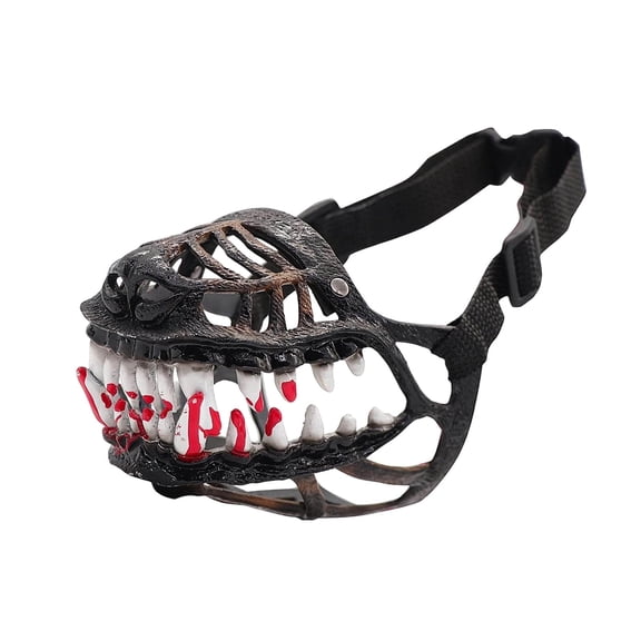 Latex Dog Muzzle with Lifelike Teeth, Adjustable Straps, Breathable Open-Jaw Design, Lightweight Pet Costume Mask for Halloween Cosplay Parties