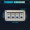 thumbnail image 4 of Car Marine Boat 4 Gang 5 Pin Toggle Rocker Switch Panel 12V/24V Circuit Breaker Blue LED Indicator Waterproof Aluminum Alloy Gold Tone, 4 of 7