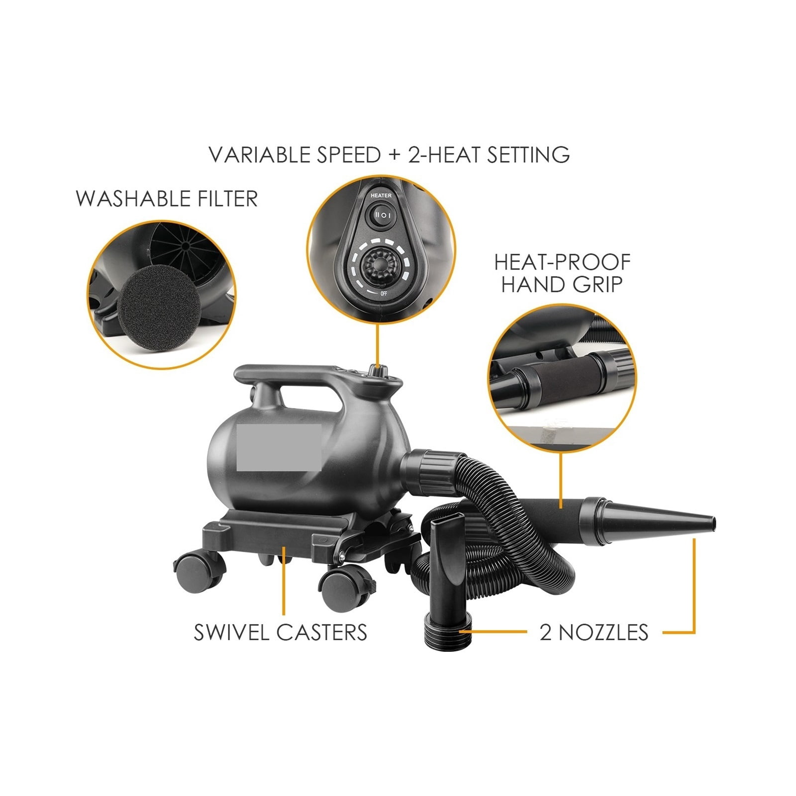 2200W Power A-12 Multi Eletric Car Duster Dryer Blower, Air Pump Compressed Black Home Air Duster Car Cleaner Air Pump ,Powerful & Energy-Efficient