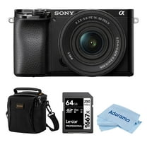 Sony Alpha a6100 Mirrorless Camera with 16-50mm f/3.5-5.6 Lens, Bundle with 64GB SDXC Memory Card and Shoulder Bag