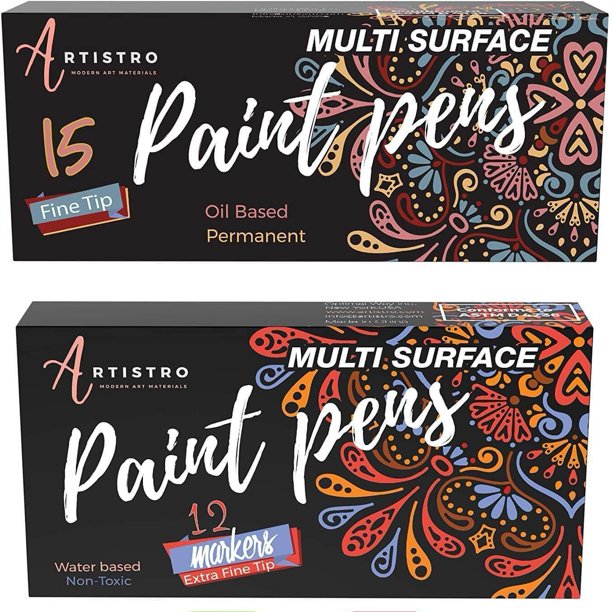 27 Artistro Markers for Art 15 Oil Based Paint Pens Fine Tip + 12