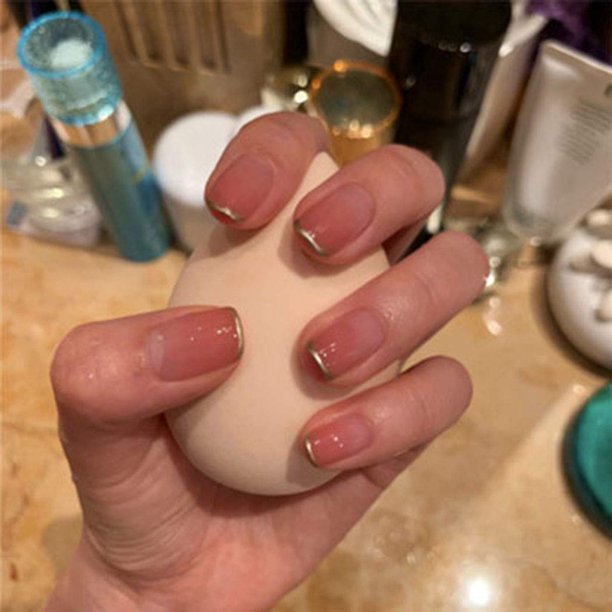 French Press On Nail Pink Short Fake Nails Full Cover Ombre False Nails For Women And Girls 24pcs Walmart Com Walmart Com