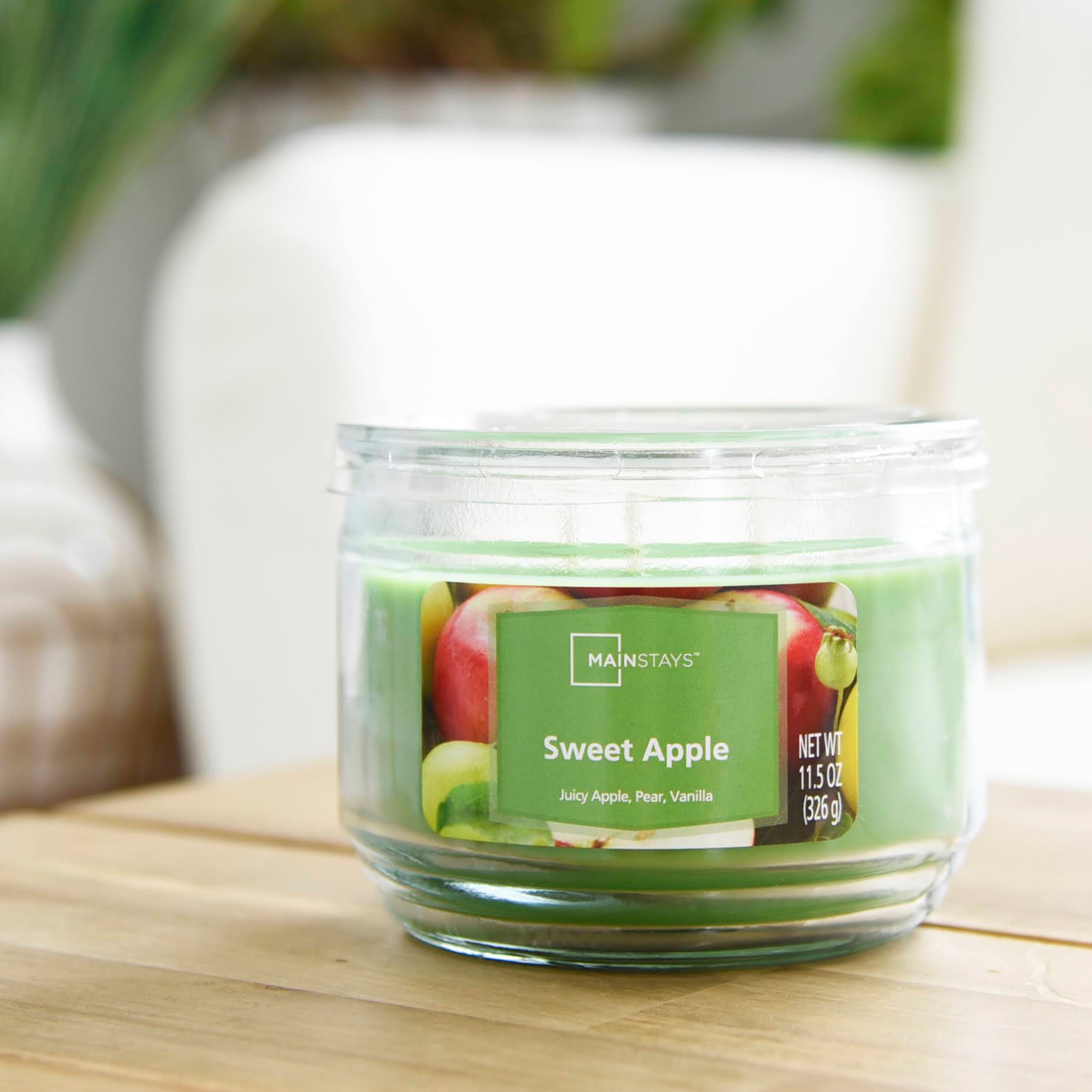 Mainstays Sweet Apple Scented 3-Wick Glass Jar Candle, 11.5 oz.