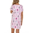 thumbnail image 2 of Defitshape Women's Cotton Nightgowns Soft Short Sleeve Sleep Shirt Printed Sleepshirts Cute Nightdress Short Night Gown Pajama Dress Summer Short Sleeve Sleepwear Pink Medium, 2 of 5