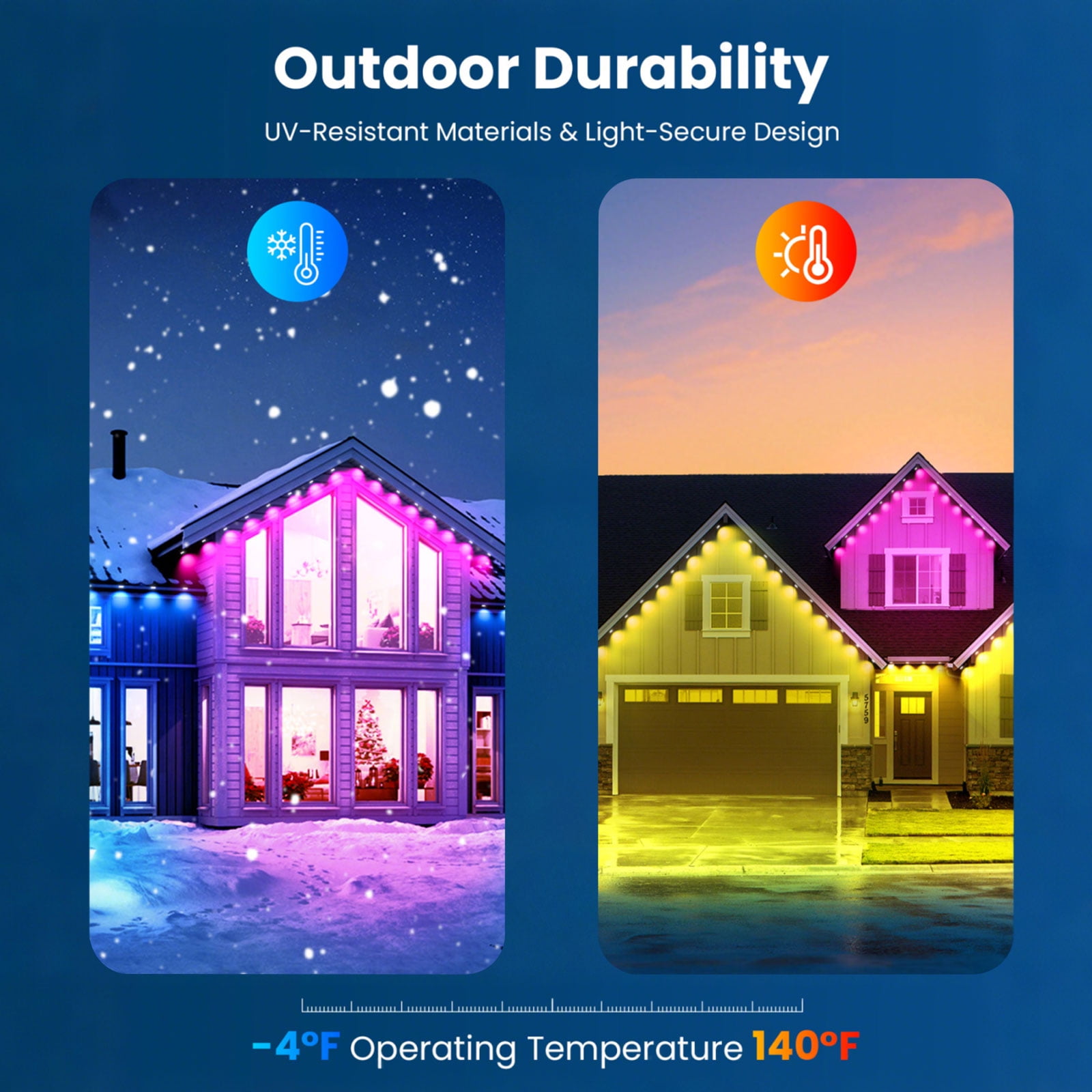 VOLIVO 100ft Permanent Outdoor Lights, Waterproof LED Smart String Lights for Roof Patio, for Christmas Party
