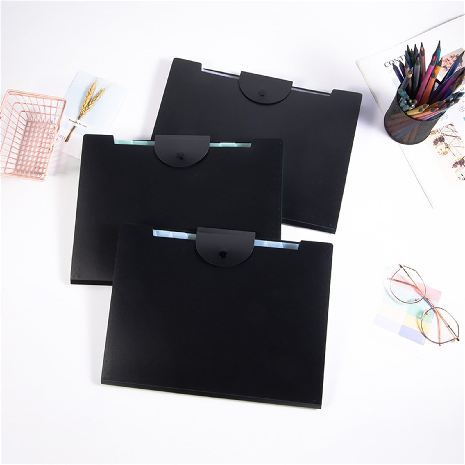 Accordion File Organizer Expanding File Folder with 12 Pockets, Portable Receipt Paper Bill Document Organizer Letter/Legal Size Filing Folder School Black Bradem