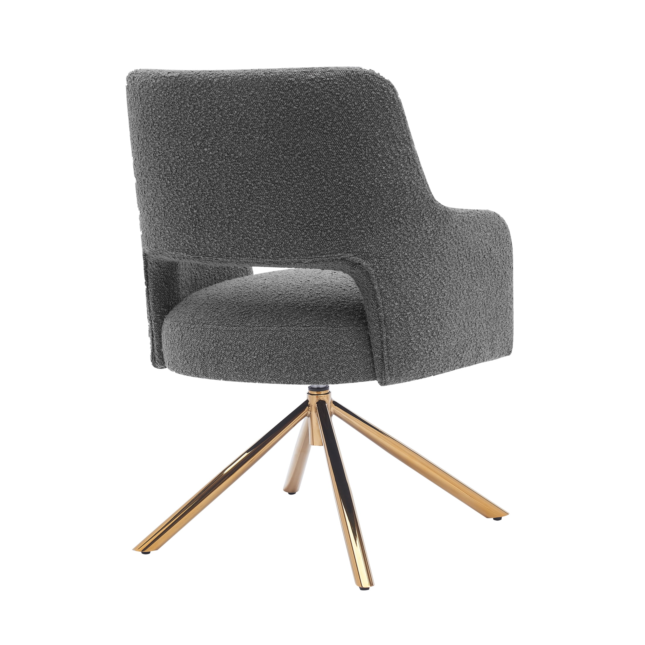 Mid-Century Modern Water and Stain Resistant Boucle Fabric Upholstered Swivel Accent Chair, Gray