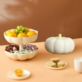 thumbnail image 2 of Pumpkin-Shaped Double-Layer Fruit and Candy Storage Box for Living Room Coffee Table Use – White PVC, 25.3 cm x 25.3 cm x 16.2 cm, 2 of 9