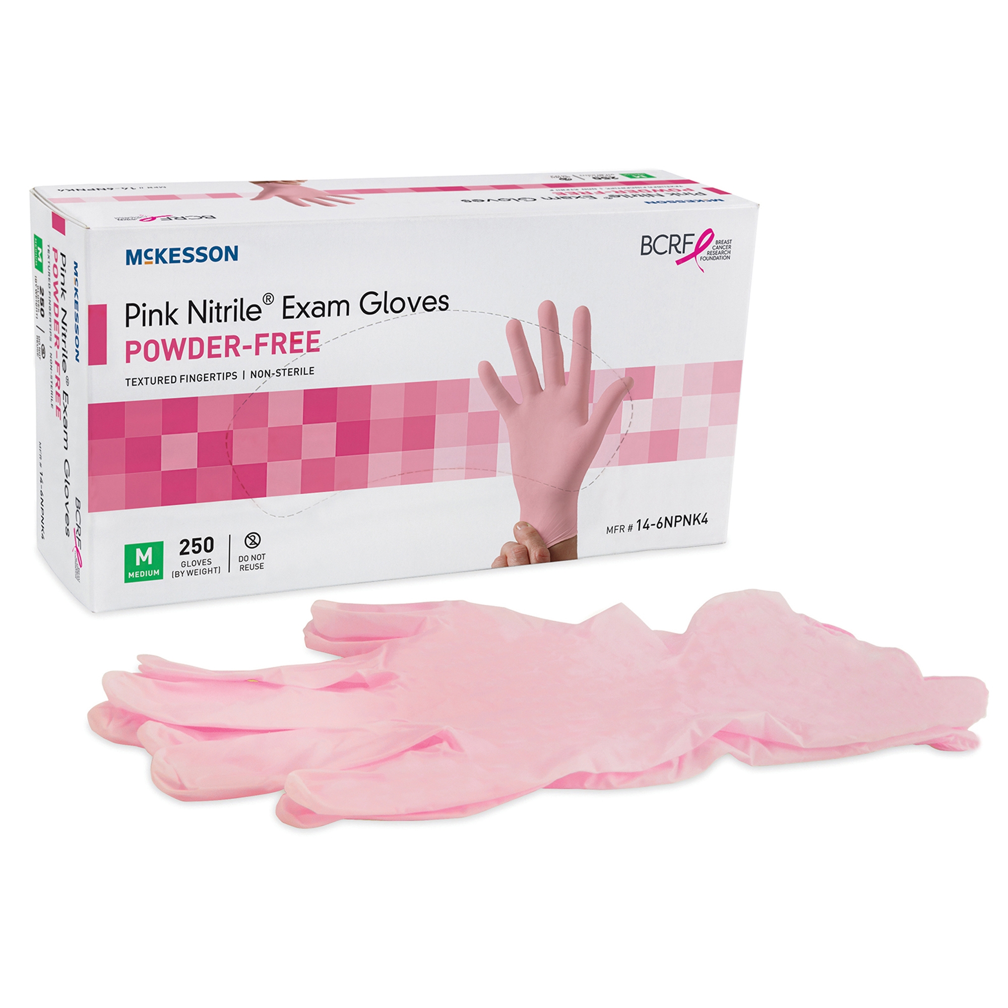 McKesson Pink Nitrile Exam Glove Powder Free MEDIUM 146NPNK4 2500 per