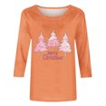 thumbnail image 4 of asdoklhq Christmas Turtleneck Sweater Women's Christmas Printed Round Neck 3/4 Sleeve T-shirt Loose Top Long Sleeve Round Neck Top/Shirt Orange 3X, 4 of 5