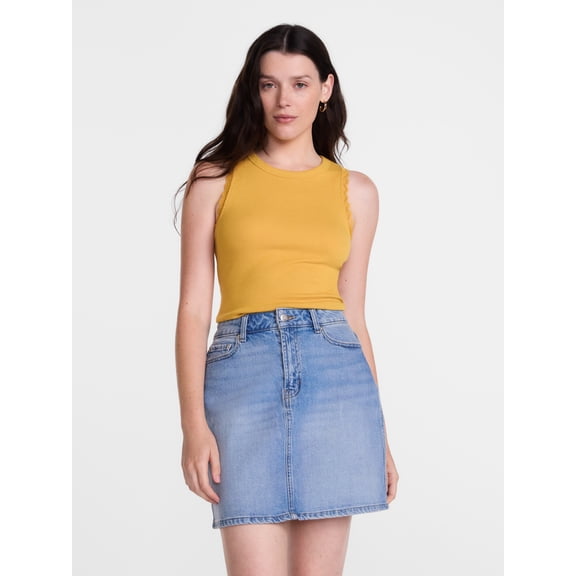 Scenario Women's Ribbed Tank Top with Lace Trim, Sizes XS-XXXL