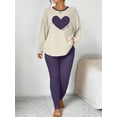 thumbnail image 4 of Plus Size Heart Fitted Long Sleeve And Long Pants Loungewear Set, 4 of 6