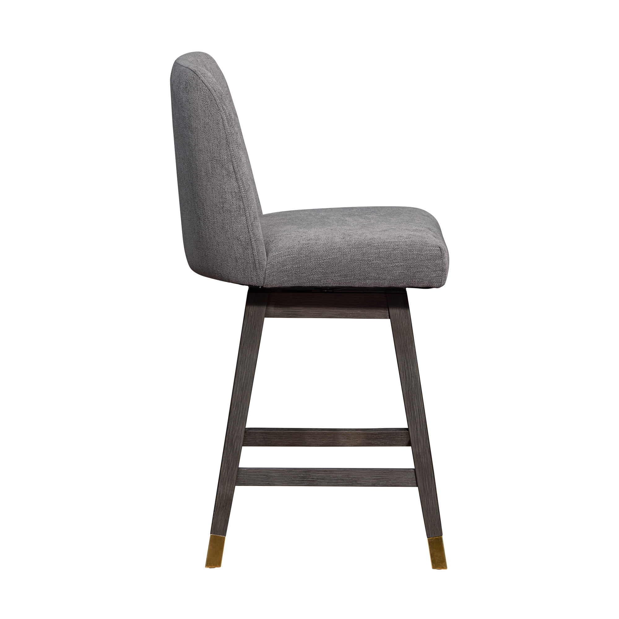 Amelia Swivel Counter Stool in Gray Oak Wood Finish with Mocha Fabric - Set of 2