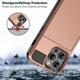 thumbnail image 6 of For iPhone 14 Pro Max Case Wallet Credit Card Holder ID Slot Sliding Door Hidden Pocket Women Anti-Scratch Dual Layer Hybrid Bumper Armor Protective Shell Cover 6.7 inch Rose Gold, 6 of 14