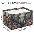 thumbnail image 4 of WOBOGO Majestic Elephant Square Storage Basket with Waterproof Canvas and PE Lining Durable PU Leather Handles 14.2×10.2×8.3in, 4 of 9