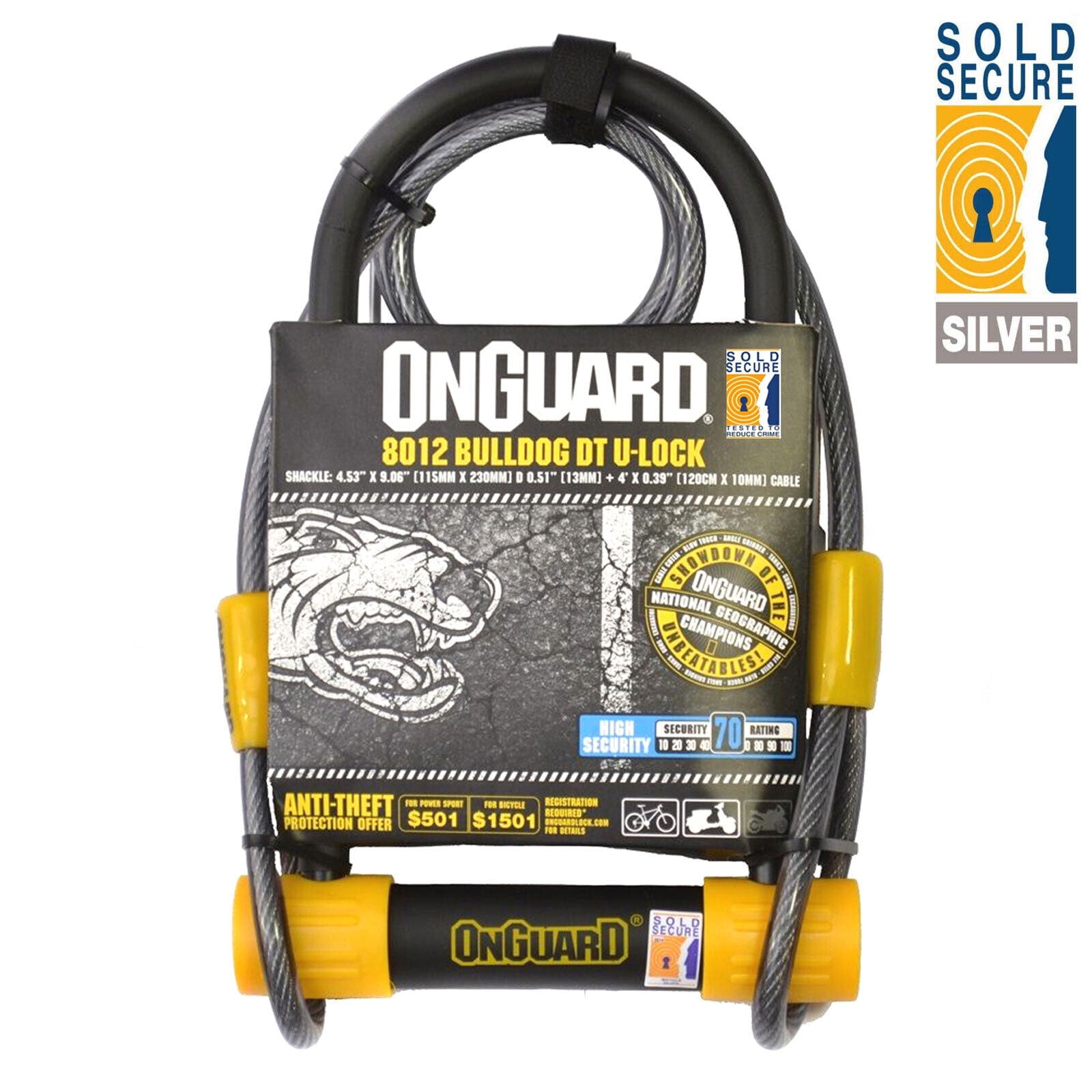 OnGuard BullDog Series U-Lock 4.5 x 9" Black