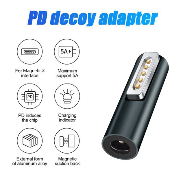 Adaptador De Carga Adaptador magnético 5A PD para Macbook Air/Pro (DC5521 hembra a magnético 2)