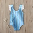 thumbnail image 5 of NAISIBABY Girls One-Piece Swimsuit, Striped Cute Ruffles Sleeveless Kids Beach Bathing Suit Blue 1T, 5 of 9