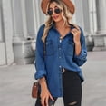 thumbnail image 5 of FJUCHAI Women's Shirts Jean Denim Shirts Female Button Down Long Sleeve Shirt Long Jeans Top S-XL, 5 of 9