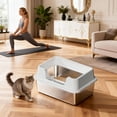 thumbnail image 2 of Studyset Stainless Steel Cat Litter Box, High Sided, Non-Stick, Odor Resistant Metal Litter Pan for Multiple Cats, Anti-Urine Leakage, Easy to Clean, Non-Slip Base, 2 of 7