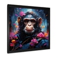 thumbnail image 2 of Designart "Floral Monkey Warrior Nature's Defender" Animals Framed Wall Art Decor - Modern Blue Monkey Hallway Framed Wall Art Decor, 2 of 6