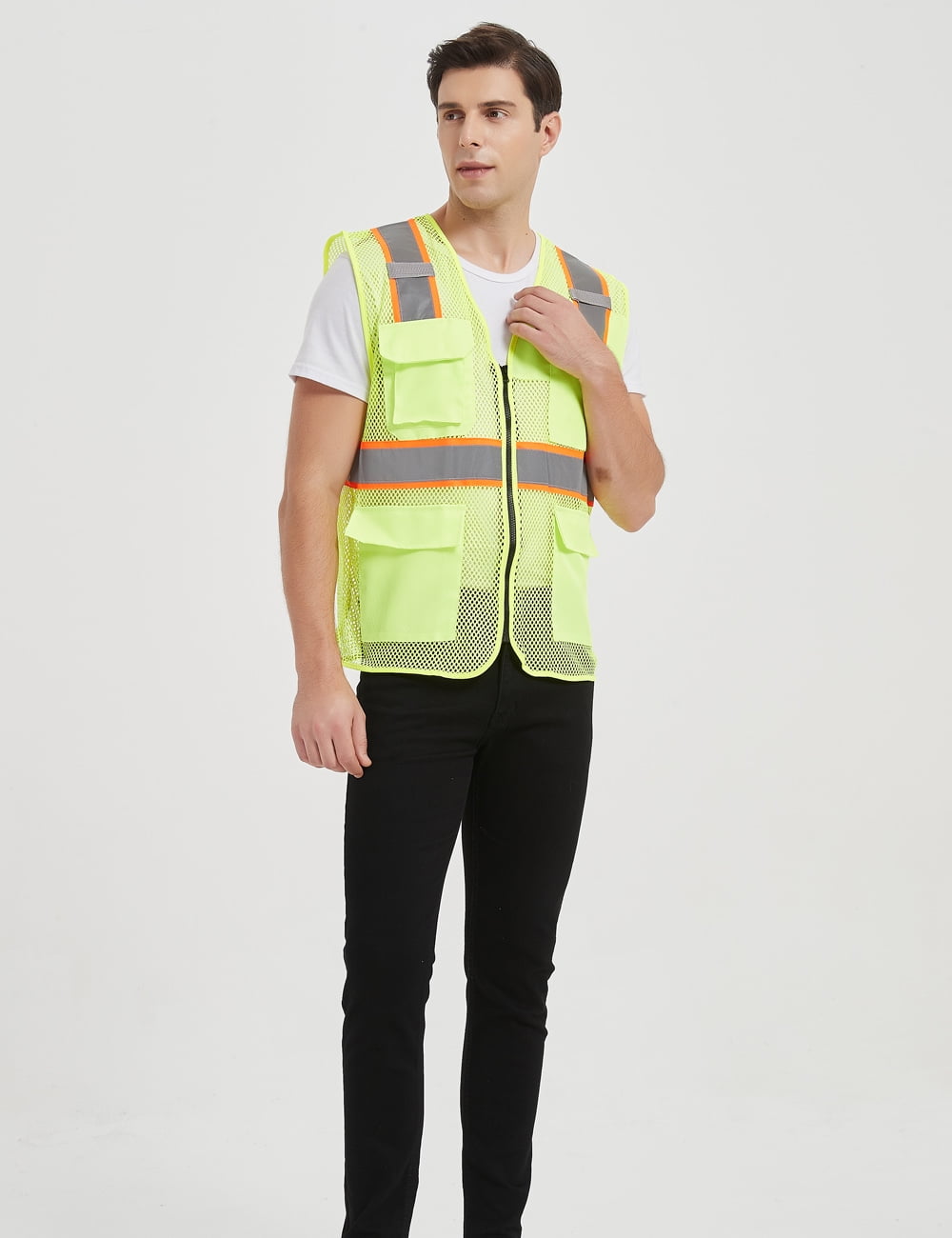 Toptie US Size Big High Visibility Mesh Safety Vest with Pockets Soft Breathable