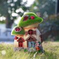 thumbnail image 3 of Teresa's Collections 6.61 inches Flocked Mushroom Fairy House Garden Statue, Outdoor Fairy Cottage Figurine with Solar Lights, Resin Garden Accessories Lawn Ornaments for Yard Decor, 3 of 11