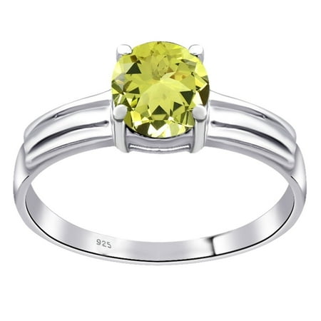 - Orchid Jewelry 0.8 Carat Genuine Lemon Quartz Sterling Silver Solitaire Ring Size -8