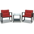 thumbnail image 1 of Patiojoy 3 PCS Patio Rattan Wicker Chair Table Set Wicker Rattan Furniture Red, 1 of 6