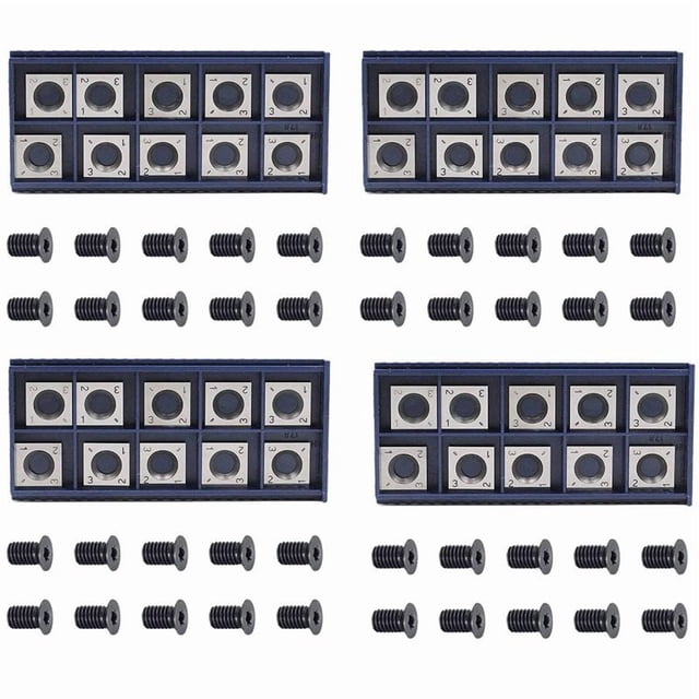 40 Piezas Inserto de Corte de Carburo Recto Cuadrado de 14 mm Con 40 Piezas de Tornillos M610mm para Trabajar En Madera Espiral / Cabeza de Corte de Cepilladora Helicoidal