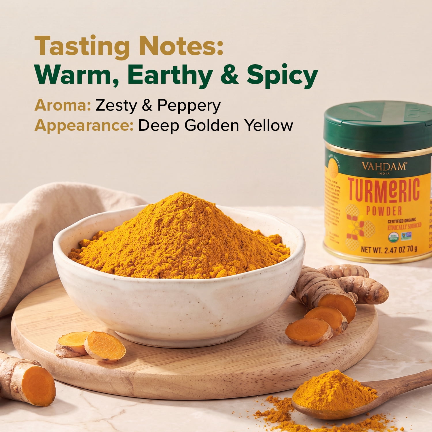 (2 pack) VAHDAM Organic Turmeric Powder w/ High Curcumin (2.47oz) USDA Organic, 100% Raw from India | Gluten-Free, Non-GMO | Premium Quality & Aroma | Single Origin Spice | Direct from Source