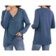 thumbnail image 2 of Blusas Tipo Túnica de Larga para Mujer, con Cuello en V, Botones y Ribete Suave, Informales y Holgadas Azul Oscuro S, 2 of 7