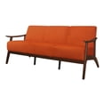 thumbnail image 6 of Rica 73 Inch Sofa- Soft Orange Velvet- Walnut Brown Solid Rubberwood, 6 of 8