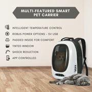Instachew Trekpod Smart Pet Carrier Backpack for Cats, Small Dogs and Puppies upto17 lbs, Intelligent Temperature Control, App- Enabled with 5V USB Portable Outlet, Hiking & Outdoor Use (White)
