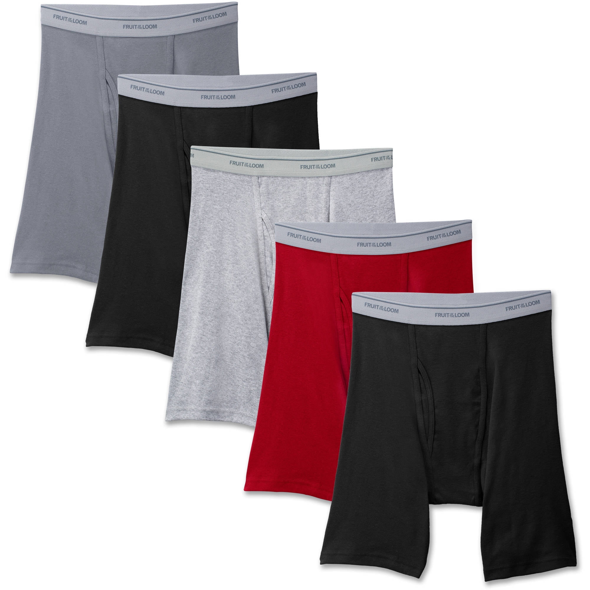 Fruit of the Loom Men's Long Leg Assorted Boxer Briefs, 5 pack by Generic