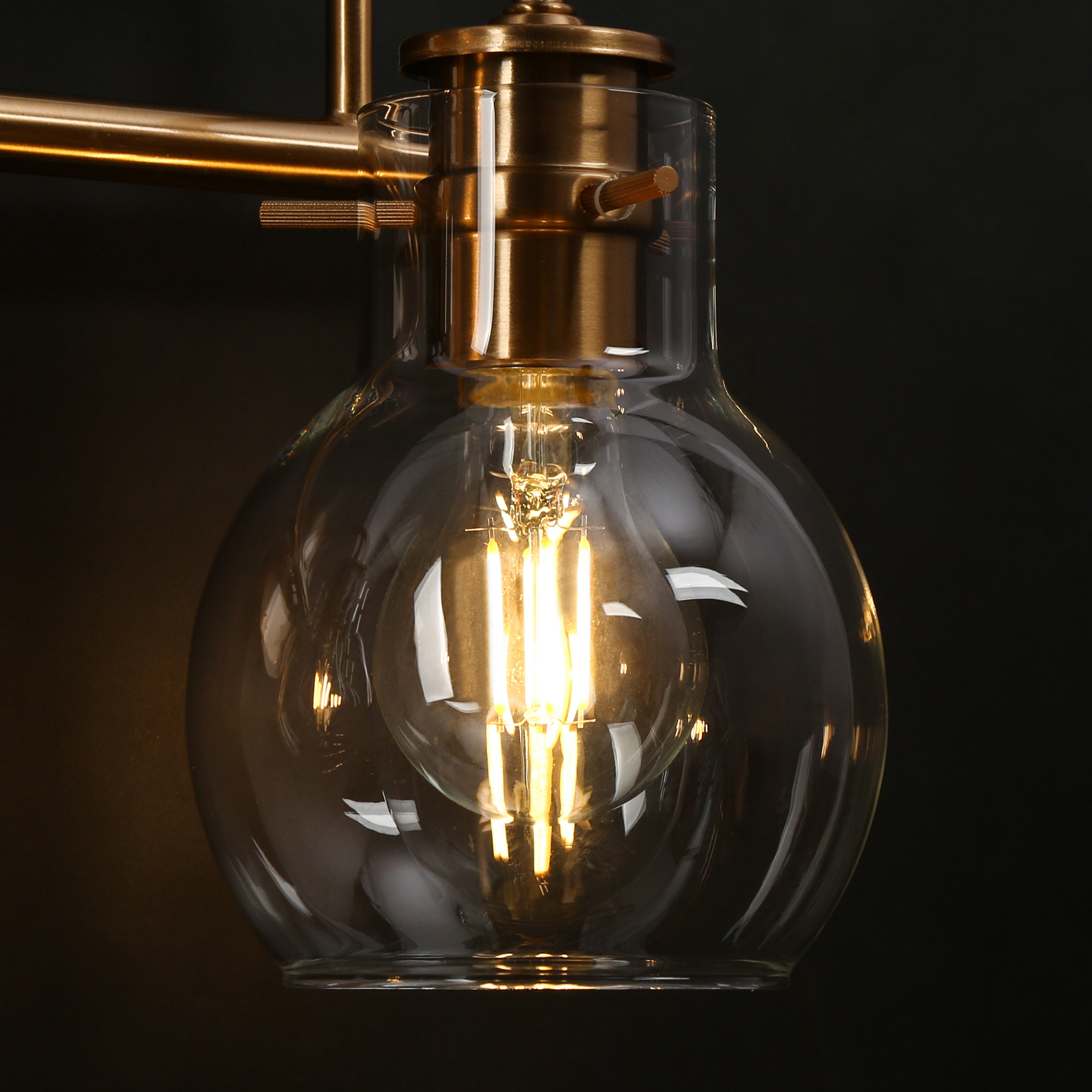 LNC Modern 3-Light Gold Vanity Light with Clear Globe Glass Shades, Bathroom Light