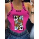 thumbnail image 4 of Top De Camisola Delgado Con Estampado De Reina De Póquer, Top De Tirantes De Espagueti Con Lazo Trasero Sexy Para El Verano, Ropa De Mujer, 4 of 4