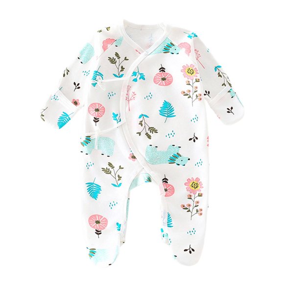 felwors Romper Coming Home Outfit Unisex Cotton Pattern Button Jumpsuits Baby Girls (Light Purple, 1-3 Months)