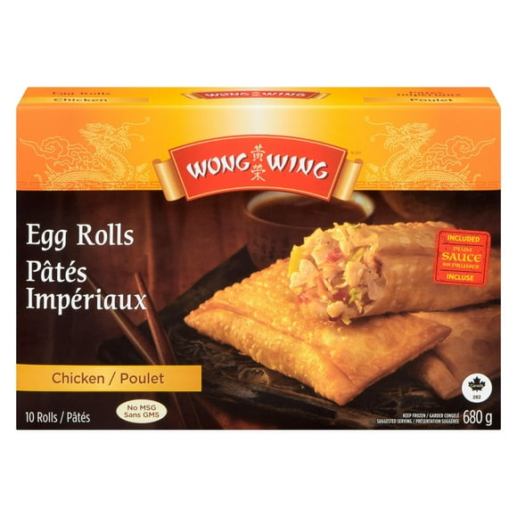 Wong Wing Chicken Egg Rolls, 10 Chicken Egg Rolls with sauce