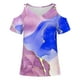 thumbnail image 4 of Camisas de Manga Corta para las Mujeres Blusa de Cuello Redondo de Impresión Casual, Top de Algodón de Imitación Ligero para el Hogar, el Uso Diario Y las Cuatro Estaciones, 4 of 5