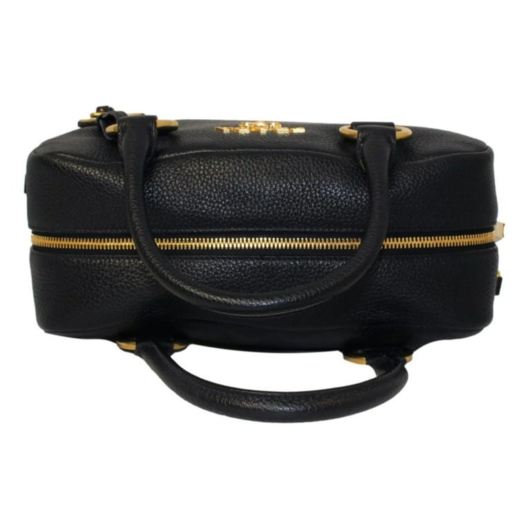 New Prada Vitello Phenix Black Leather Stripe Strap Satchel Bag 1BB086 -  Walmart.com