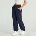 thumbnail image 6 of Criss Cross High Waisted Sweatpants Women Baggy Stretchy Gym Active Athletic Joggers Straight Legs Casual Fall Winter Pants Navy 2XL, 6 of 8