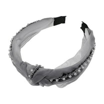 Unique Bargains 1 Pcs Women Knotted Headbands Fashion Bead Knot Headband Hair Accessories Gray