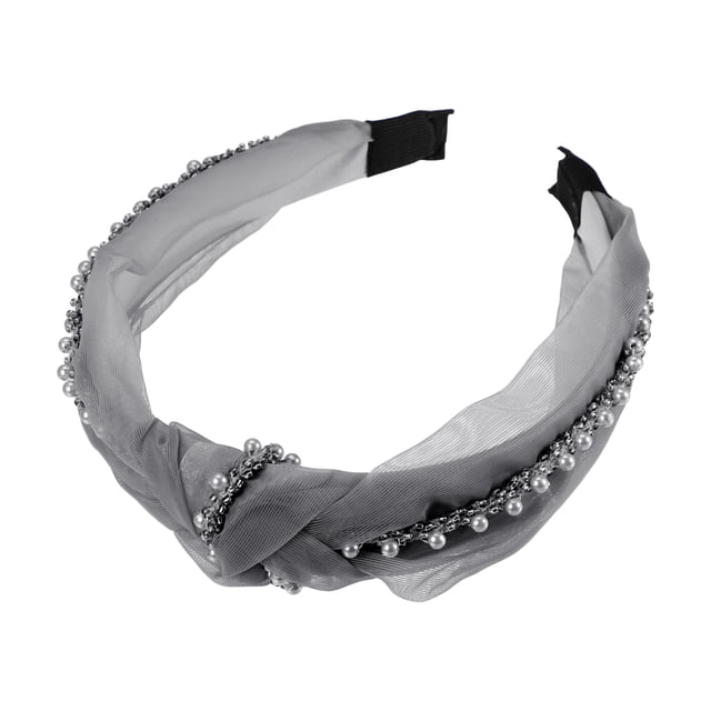 1 Uds. Diademas anudadas para mujer, accesorios para el cabello con diadema con nudo de cuentas a la moda, gris