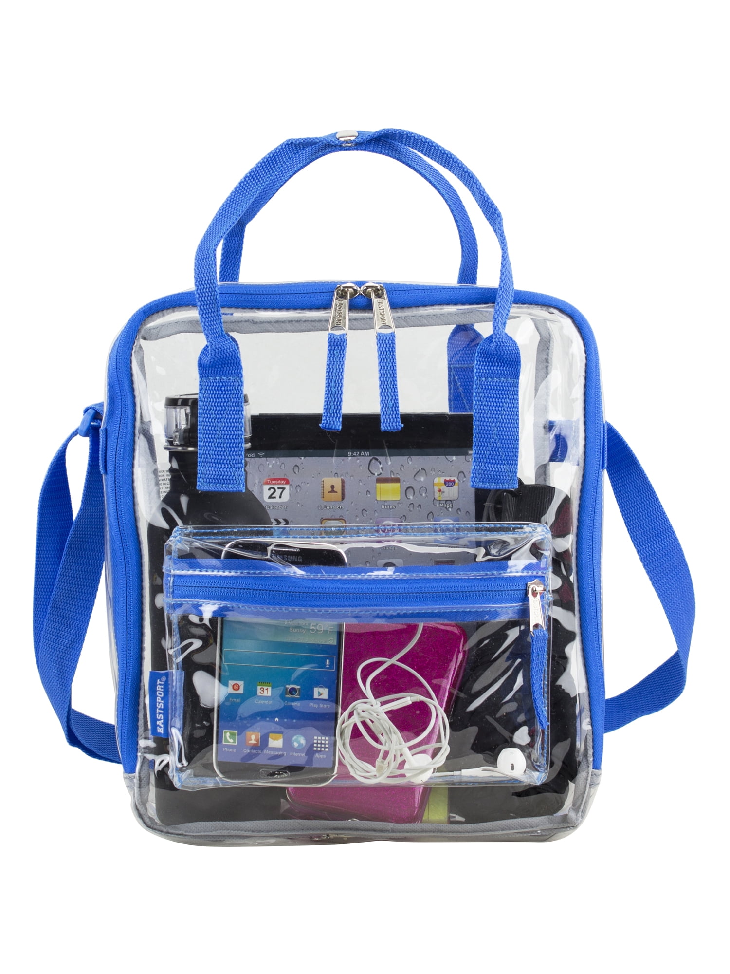 Eastsport Unisex Stadium Approved Clear Handbag Tote Crossbody, Royal Blue