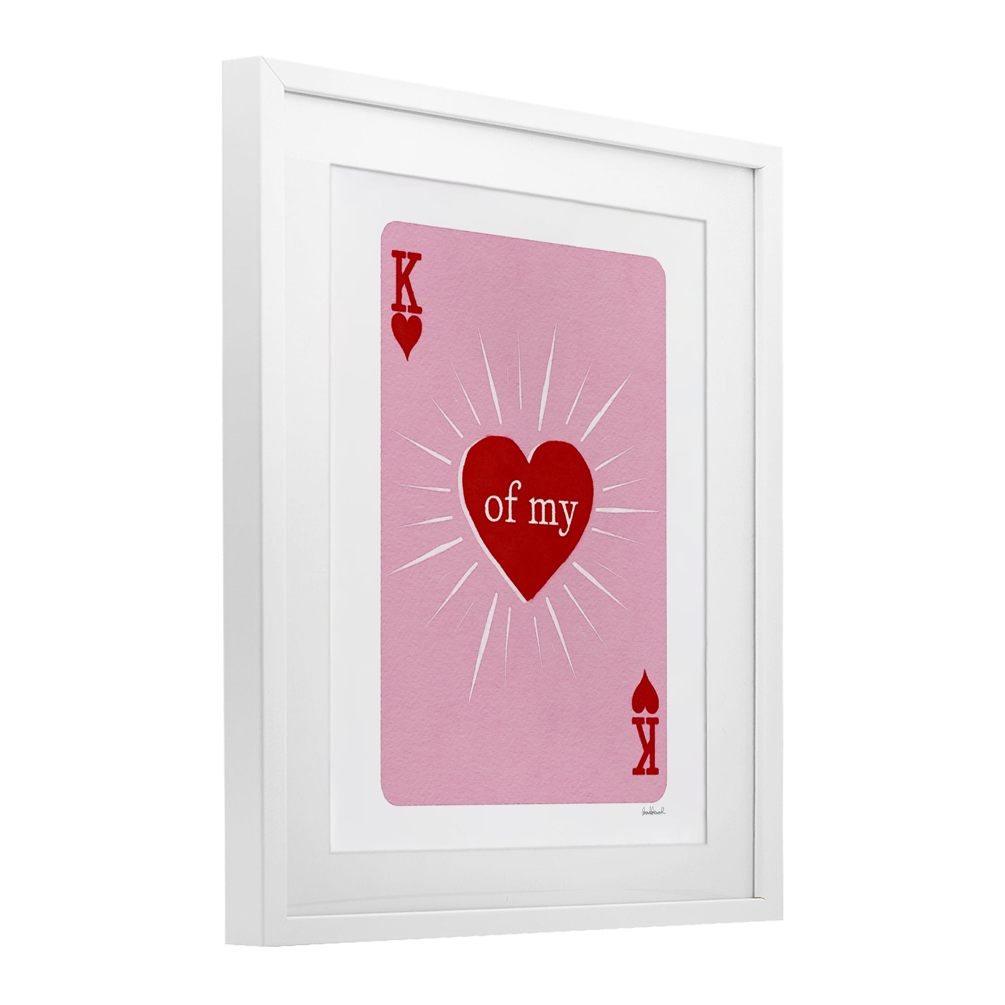 King Of My Heart White Framed Print Under Glass, design by Amanda Greenwood