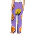thumbnail image 3 of Disketp Yellow Lemon And Orange Print Women'S Comfy Pajama Pants Casual Drawstring Palazzo Lounge Wide Leg Pants, 3 of 9