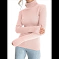 thumbnail image 3 of Suéteres Acanalados para Mujer, Lindos Suéteres de Punto de Cuello Alto, Ajustados y Cálidos Rosa un Tamaño, 3 of 10